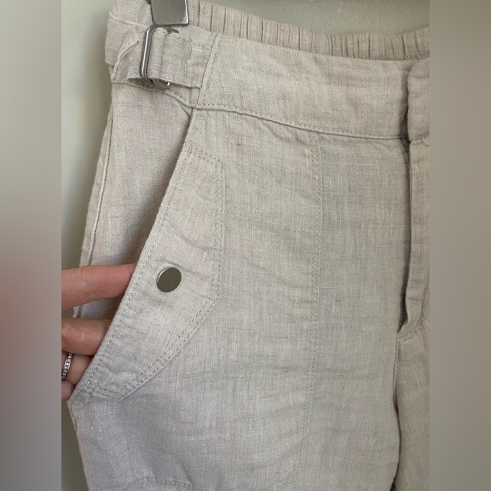 ATHLETA Voyager Linen Pant Light Cream Crop Ankle Size 4 Cottagecore Coastal - Picture 7 of 10